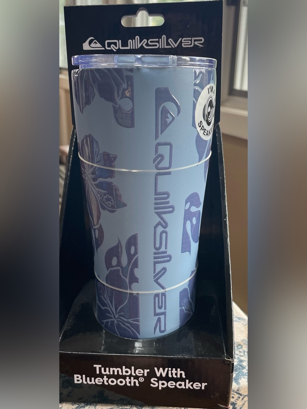 Quiksilver Light Blue Floral Travel Tumbler